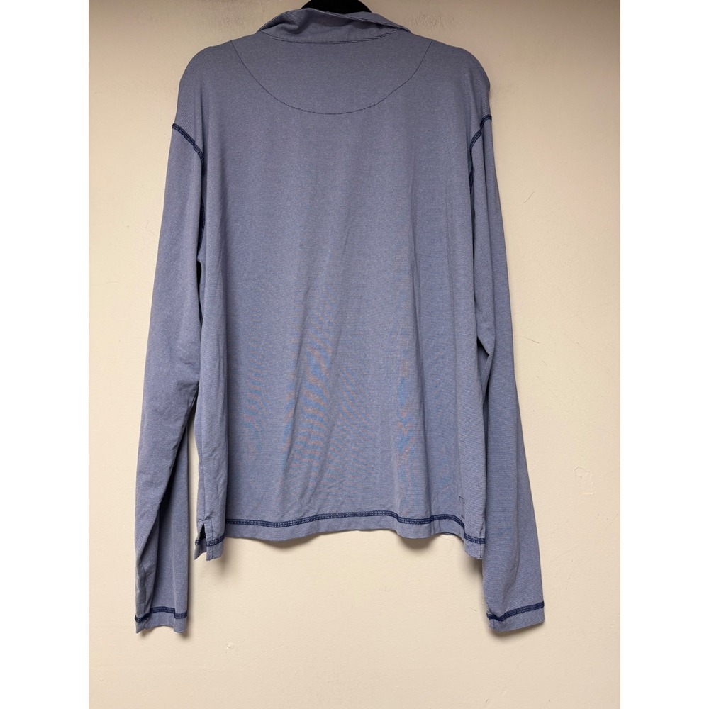 Turtleson Quarter Zip Pullover Mens Medium Blue Excellent Micro Stripe Stretch - Picture 6 of 7